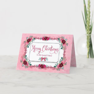 Weihnachts Special Friend Burgundy Pink Blume Card Karte