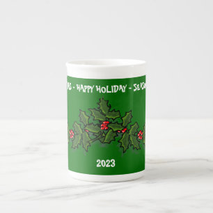 Weihnachts-Spezial-Tasse mit Stechpalme Porzellantasse