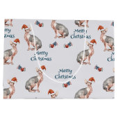 Weihnachts-Sphynx-Cat-Geschenk, Weihnachtsfeiertag Große Geschenktüte (Rückseite)