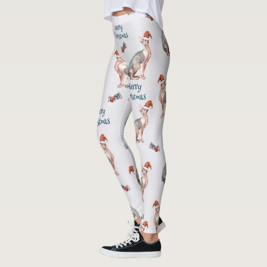 Weihnachts-Sphynx-Cat-Geschenk, Weihnachtsfeiertag Leggings (Links)