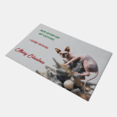 Weihnachts Sphynx Katze Fußmatte (Schrägansicht)