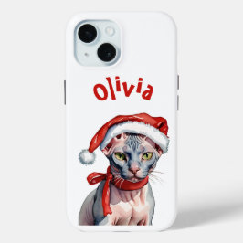 Weihnachts-Sphynx-Katze Wasserfarbe Case-Mate iPhone Hülle