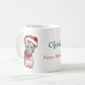 Weihnachts-Sphynx-Katze Wasserfarbe Kaffeetasse (Vorderseite Links)