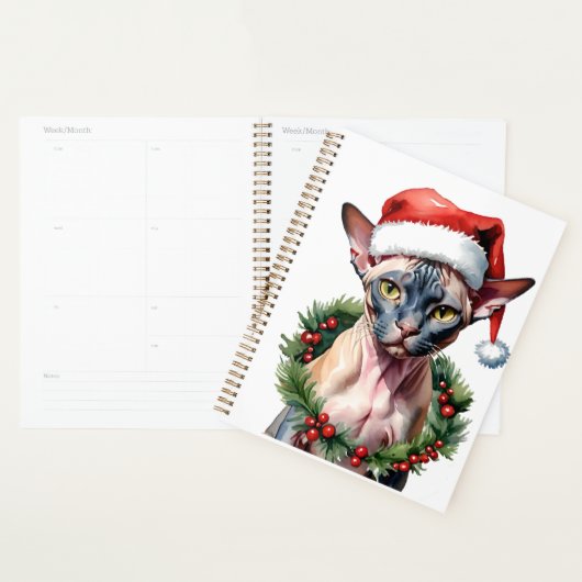 Weihnachts-Sphynx-Katze Wasserfarbe Planer (Anzeige)