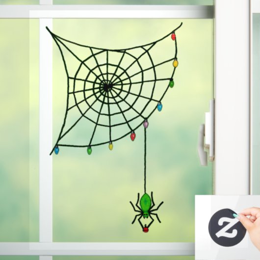 Weihnachts-Spider-Web-Lichter Goth Window Klammern Fensteraufkleber (Zuhause)