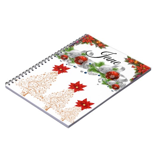 Weihnachts-Spiral-Notebook Poinsettia Notizblock (Linke Seite)