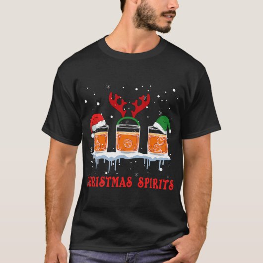 Weihnachts Spirituosen Bourbon Scotch Whiskey Funn T-Shirt (Vorderseite)