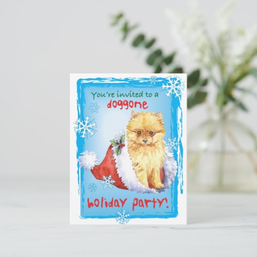 Weihnachts-Spitz Feiertage Einladung (Stehend Vorderseite)