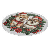 Weihnachts-Spitz Hogs Mistletoe Wreath Schneidebrett (Ecke)