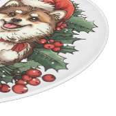 Weihnachts-Spitz Hogs Mistletoe Wreath Schneidebrett (Ecke)