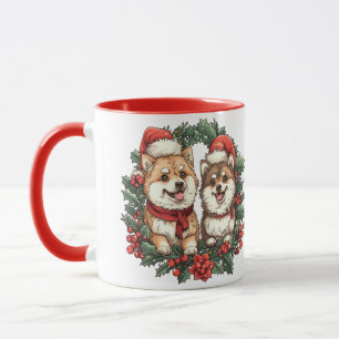 Weihnachts-Spitz Hogs Mistletoe Wreath Tasse