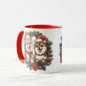 Weihnachts-Spitz Hogs Mistletoe Wreath Tasse (Vorderseite Links)
