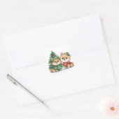 Weihnachts-Spitz-Hunde Quadratischer Aufkleber (Umschlag)