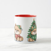 Weihnachts-Spitz-Hunde Tasse (Zentrum)