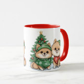 Weihnachts-Spitz-Hunde Tasse (VorderseiteRechts)