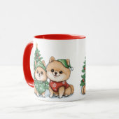 Weihnachts-Spitz-Hunde Tasse (Vorderseite Links)