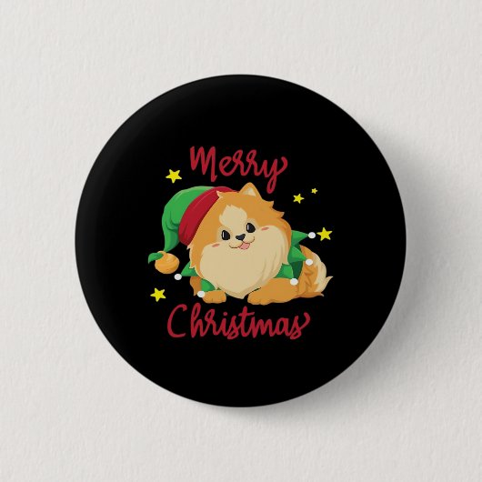 Weihnachts-Spitz Merry Xmas Essential T - Shirt Button (Vorderseite)