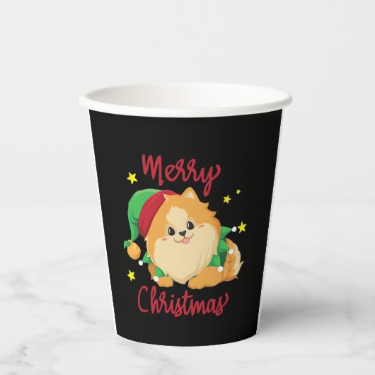 Weihnachts-Spitz Merry Xmas Essential T - Shirt Pappbecher (Vorderseite)