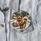 Weihnachts-Spitz Rentier Dog Button (Beispiel)