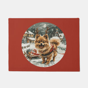 Weihnachts-Spitz Rentier Dog Fußmatte