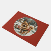 Weihnachts-Spitz Rentier Dog Fußmatte (Schrägansicht)