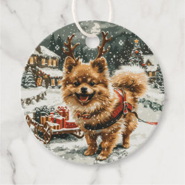 Weihnachts-Spitz Rentier Dog Geschenkanhänger