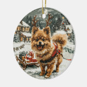 Weihnachts-Spitz Rentier Dog Keramik Ornament (Links)