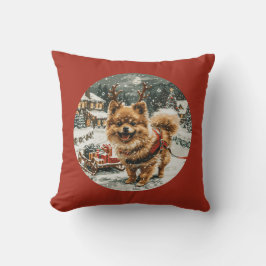 Weihnachts-Spitz Rentier Dog Kissen