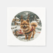 Weihnachts-Spitz Rentier Dog Serviette (Vorderseite)
