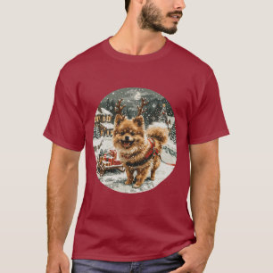 Weihnachts-Spitz Rentier Dog T-Shirt