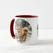 Weihnachts-Spitz Rentier Dog Tasse (Vorderseite Links)