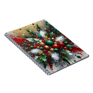 Weihnachts-Splatter / Weiße Bursts Spiralblock Notizblock