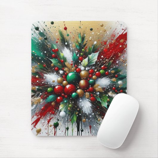 Weihnachts-Splatter / Weiße Explosionen Mousepad (Mit Mouse)