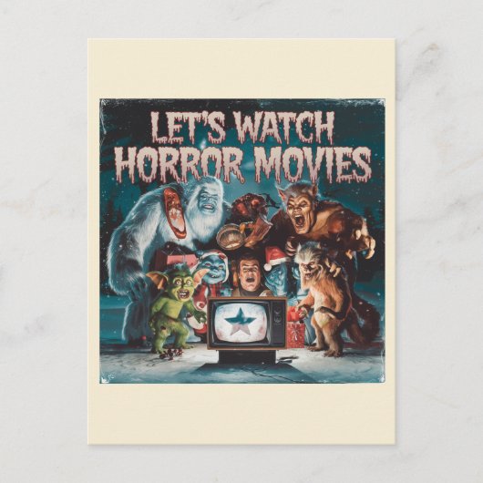 Weihnachts Spooky Retro Horror Movies Postkarte (Vorderseite)