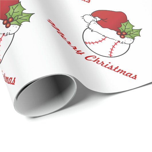 Weihnachts Sport Baseball Design Geschenkpapier (Rolleneckpunkt)