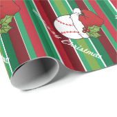 Weihnachts Sport Baseball Streifen Geschenkpapier (Rolleneckpunkt)