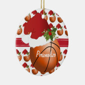 Weihnachts-Sport-Basketball-Weihnachtsmannmütze Keramik Ornament (Rechts)