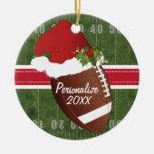 Weihnachts-Sport-Fußball-Feld Weihnachtsmannmütze Keramik Ornament (Vorne)