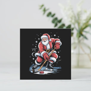 Weihnachts Sport Santa spielt Eishockey Xmas Feiertagskarte