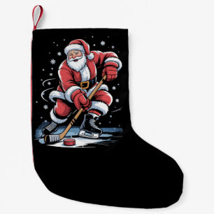 Weihnachts-Sport Santa spielt Eishockey Xmas Kleiner Weihnachtsstrumpf