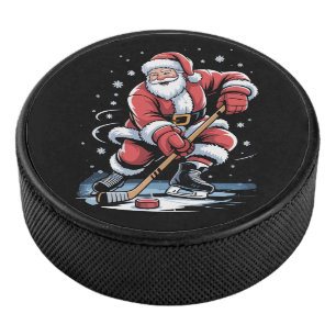 Weihnachts-Sport Santa spielt Eishockey Xmas Puck