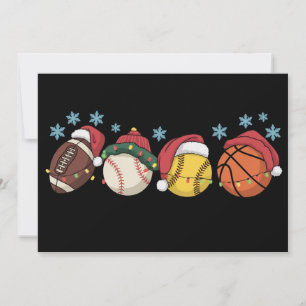 Weihnachts-Sportbälle-Lichter-Santa-Familiensport Feiertagskarte