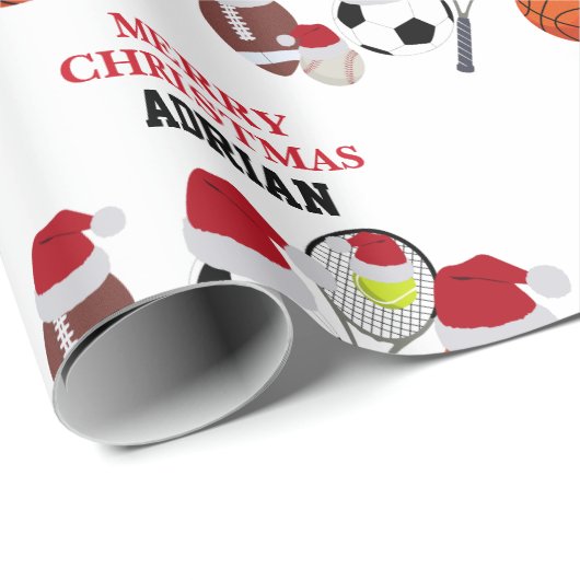 Weihnachts-Sporthallen Individuelle Name Geschenkpapier (Rolleneckpunkt)