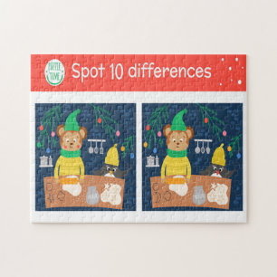 Weihnachts Spot 10 Differenzen Bärenpenguin Kinder Puzzle