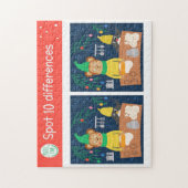 Weihnachts Spot 10 Differenzen Bärenpenguin Kinder Puzzle (Vertikal)