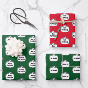 Weihnachts-Sprechblasen-Typografie Geschenkpapier Set