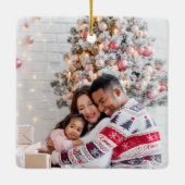 Weihnachts-Sprichwort Foto Overlay Navy Whimsiktex Keramikornament (Rückseite)