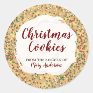Weihnachts-Sprinkle-Cookie-Etiketten-Sticker Runder Aufkleber