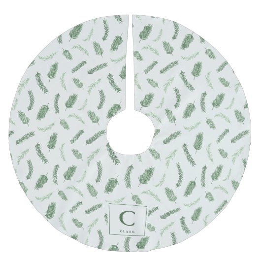 Weihnachts-Spruce-Muster Mit Monogramm Polyester Weihnachtsbaumdecke (Vorderseite)