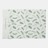 Weihnachts-Spruce Muster Personalisierter Urlaub Geschirrtuch (Horizontal)